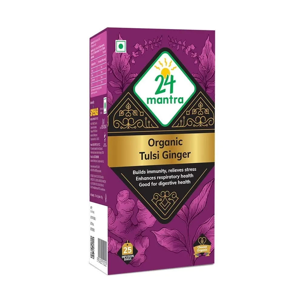 24 Mantra Organic Tulsi Ginger Herbal Infusion Tea