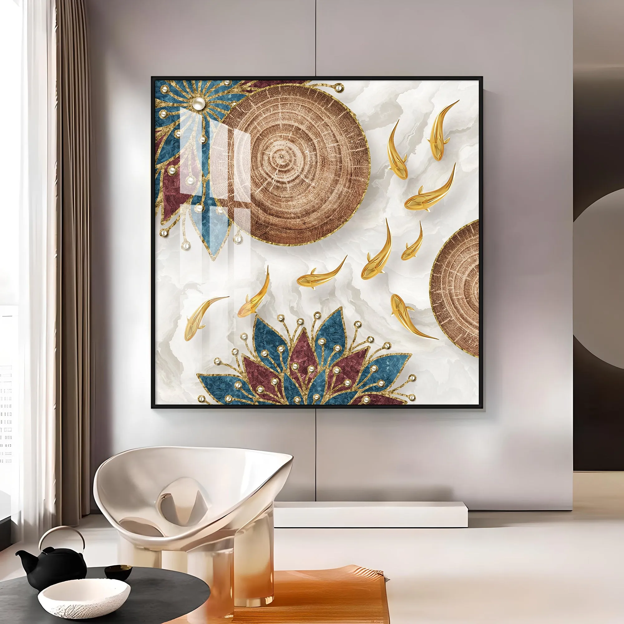 Abaniko Fish Premium Acrylic Square Wall Art