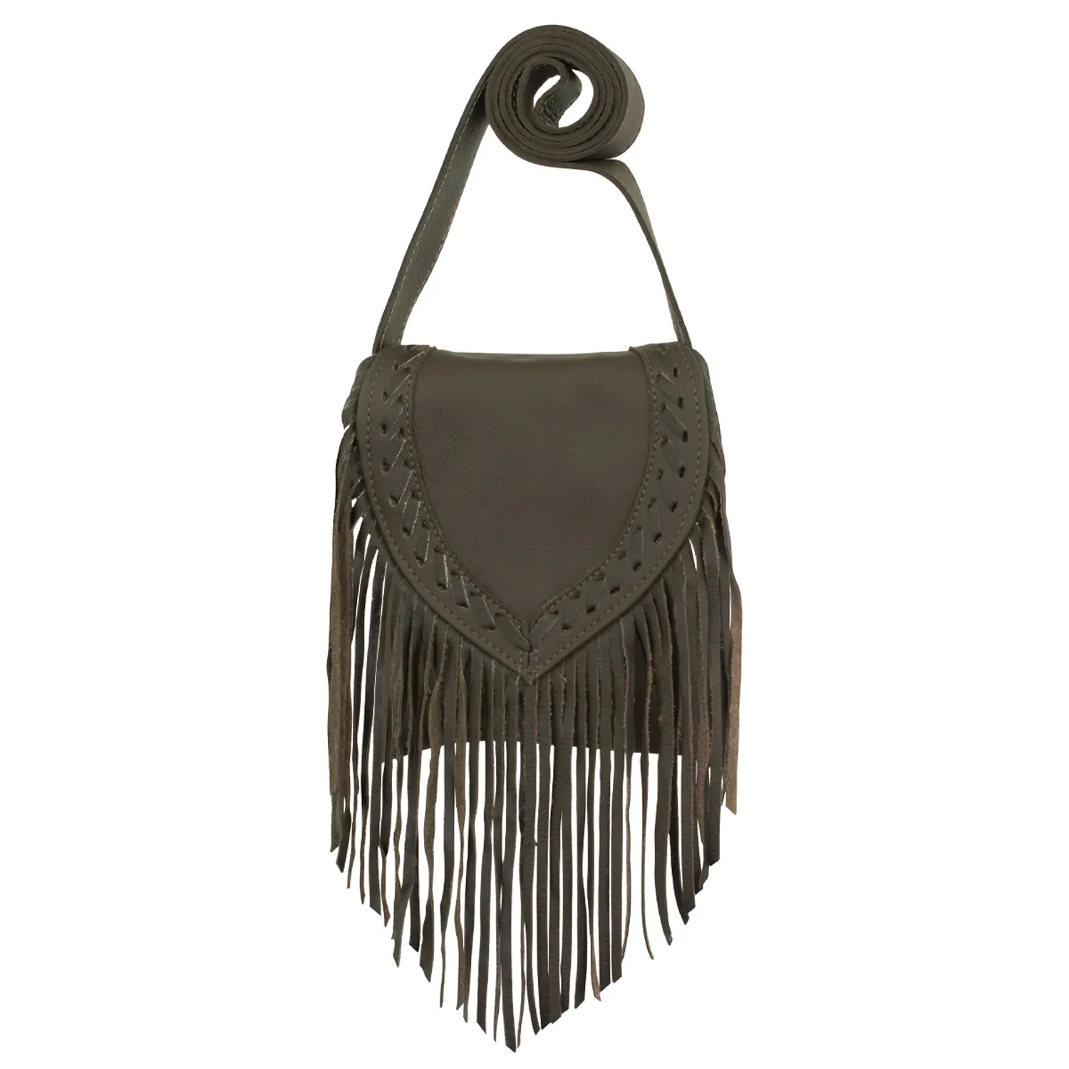 American West Womens Fringed Cowgirl 7in Chocolate Brown Leather Crossbody Bag