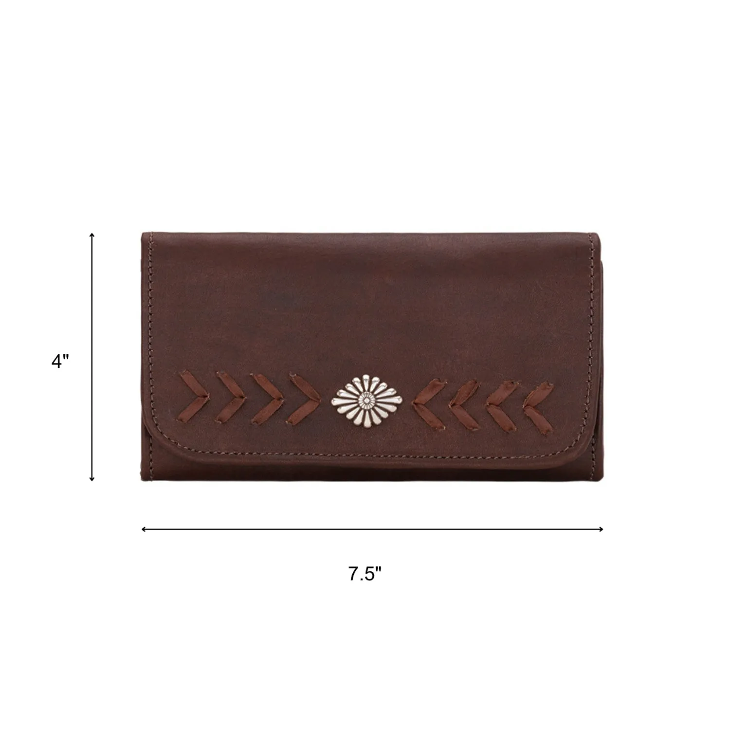 American West Womens Mohave Canyon Dark Brown Leather Trifold Wallet