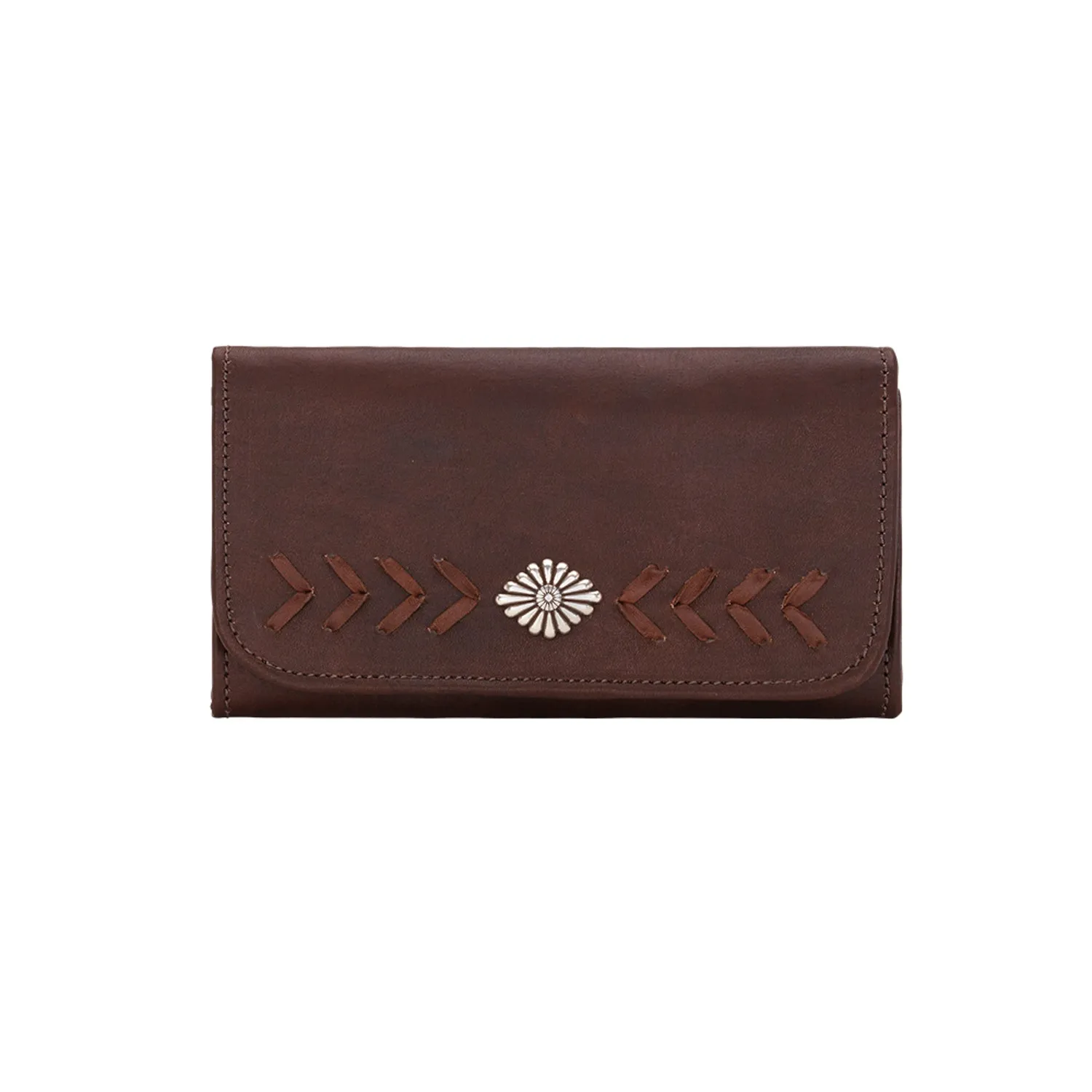 American West Womens Mohave Canyon Dark Brown Leather Trifold Wallet