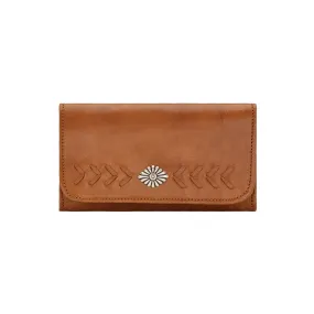 American West Womens Mohave Canyon Natural Tan Leather Trifold Wallet