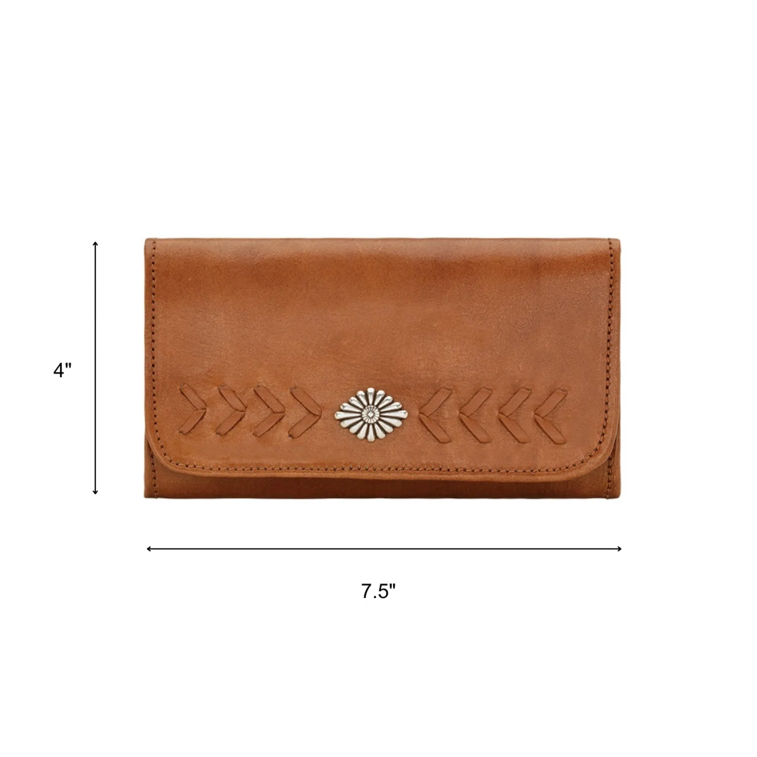 American West Womens Mohave Canyon Natural Tan Leather Trifold Wallet