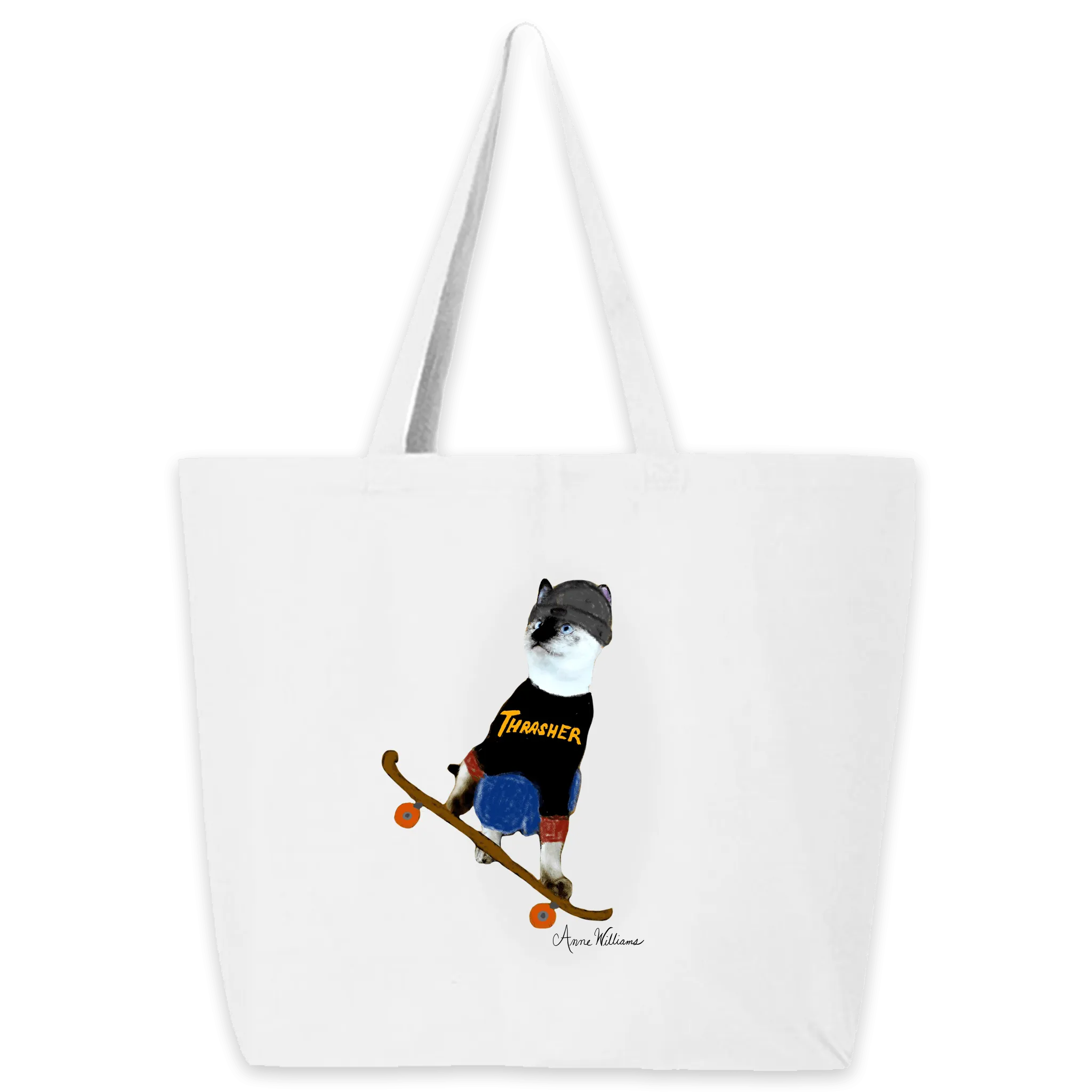 Anne Williams Art- Skateboard Cat Tote