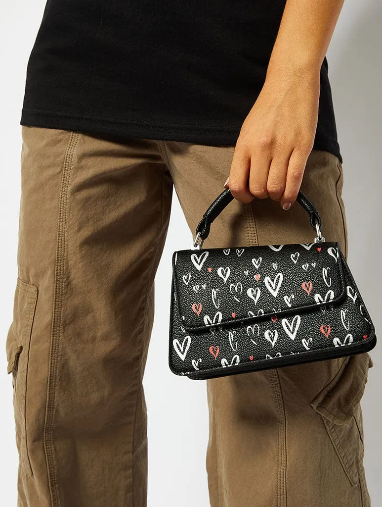 April Graffiti Hearts Cross Body Bag