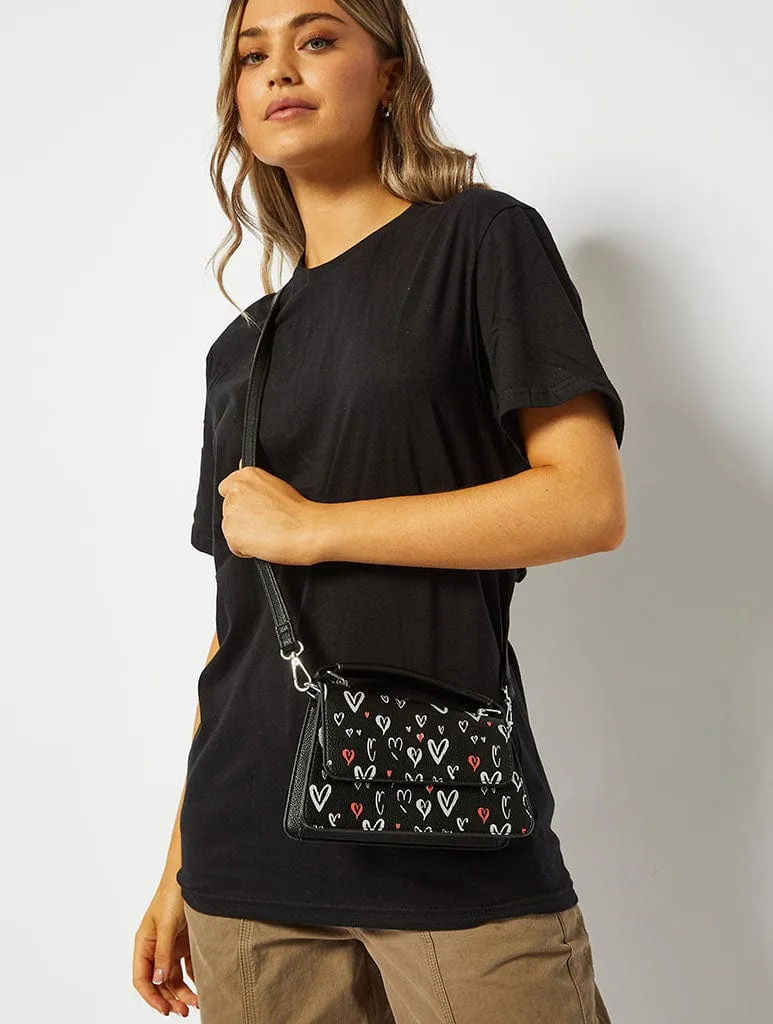 April Graffiti Hearts Cross Body Bag