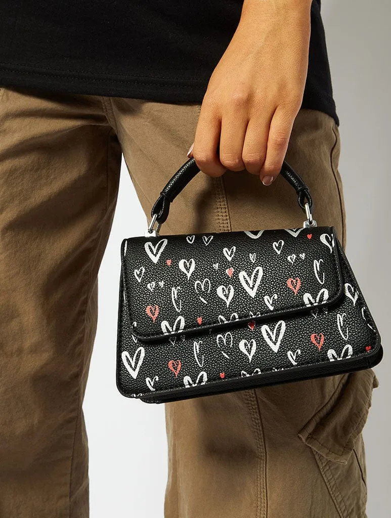 April Graffiti Hearts Cross Body Bag