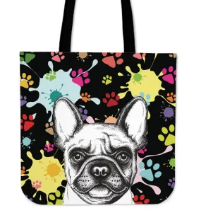 Artsy Frenchie Linen Tote Bag