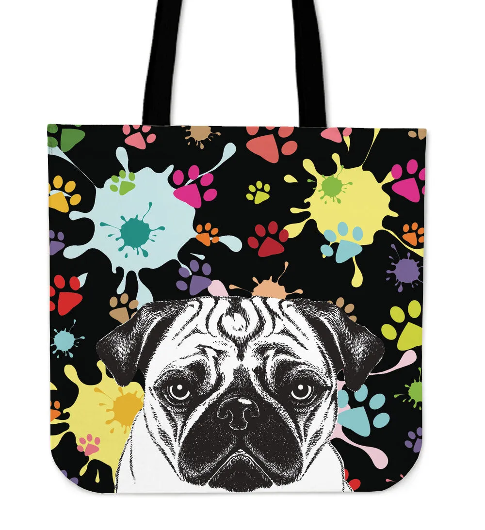 Artsy Pug Linen Tote Bag