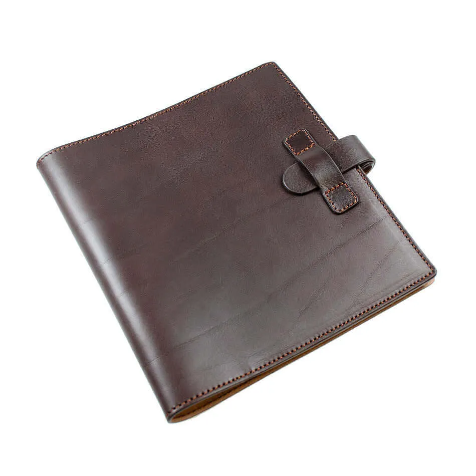 Premium Atoma Brown Full Grain Leather Folder - Compact 185 x 210 mm Portfolio Organizer