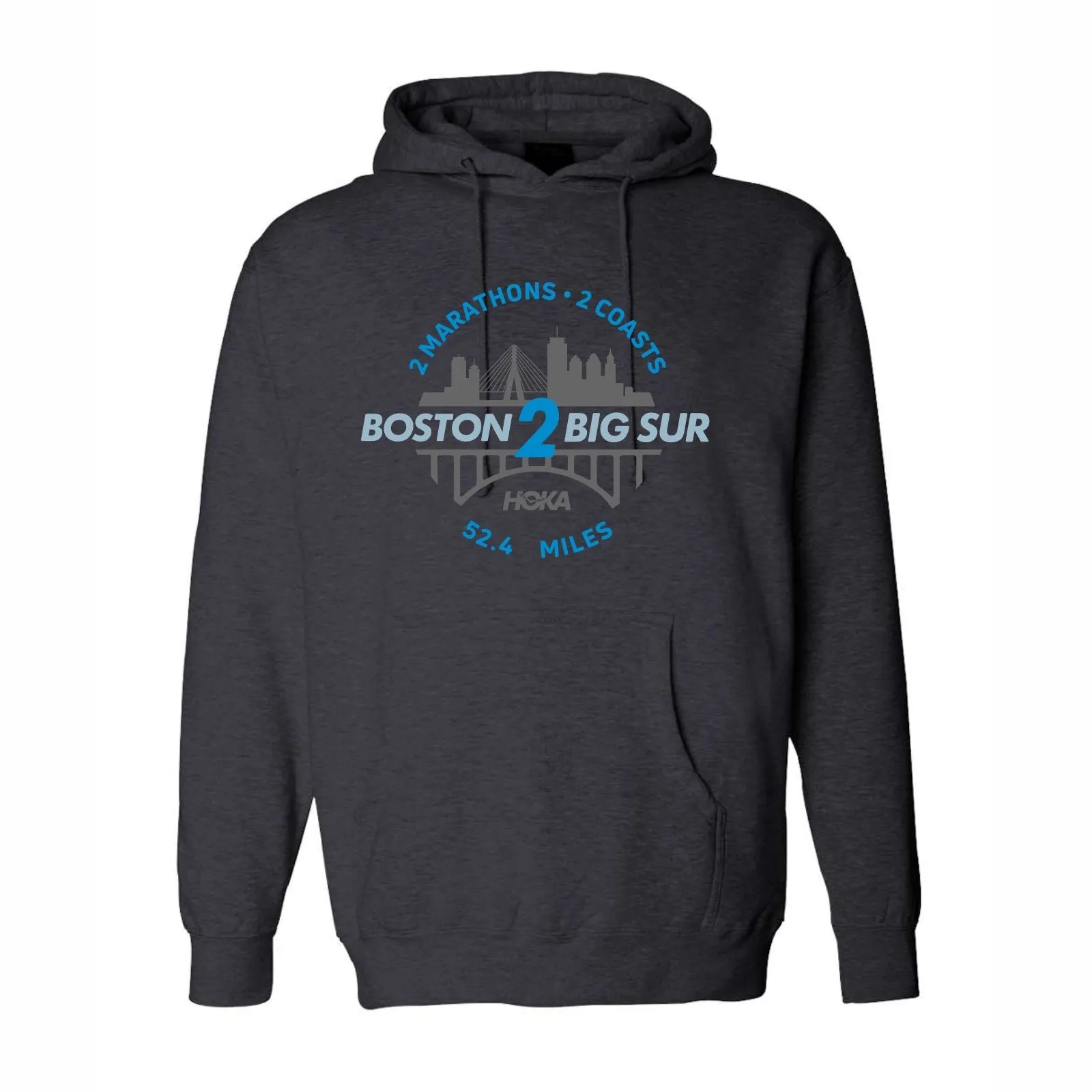 B2BS Unisex Heavy Fleece Hoody -Charcoal Heather- Boston 2 Big Sur