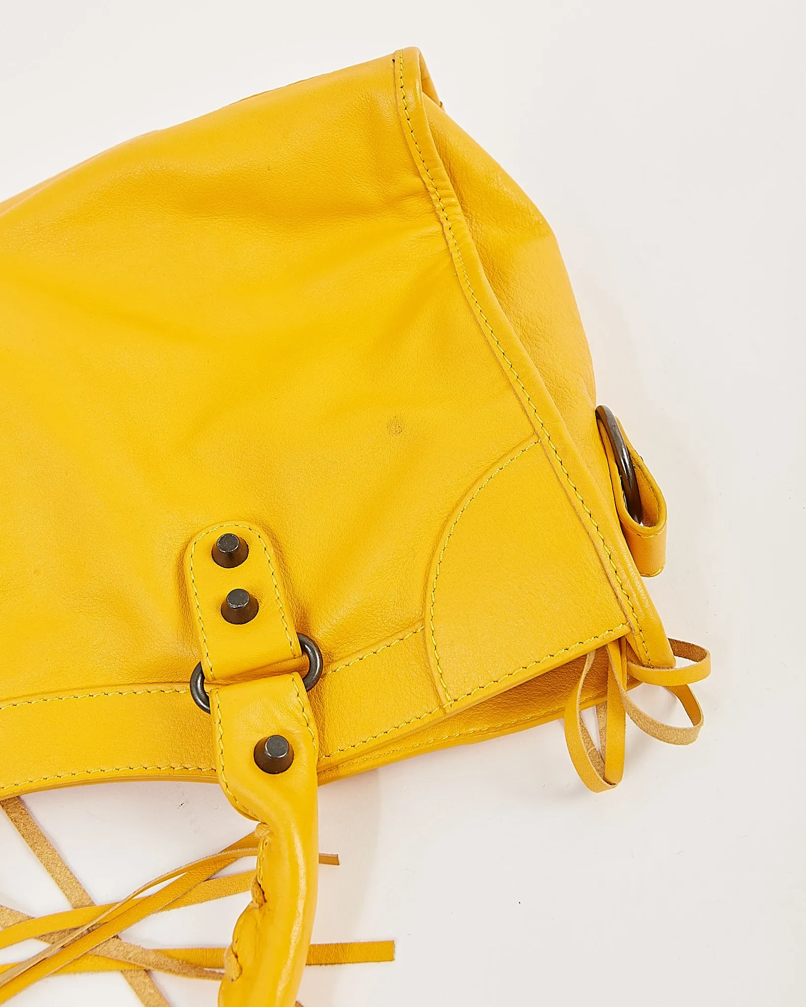 Balenciaga Mustard Yellow Leather Motocross Classic City Bag