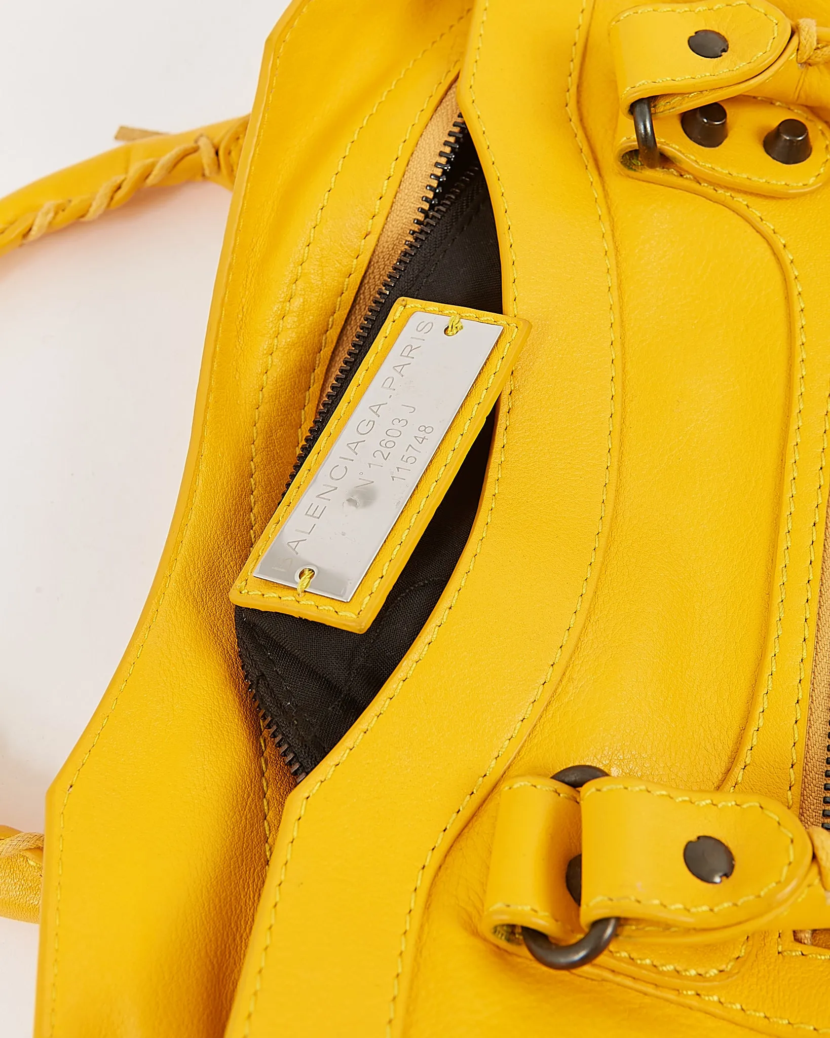 Balenciaga Mustard Yellow Leather Motocross Classic City Bag