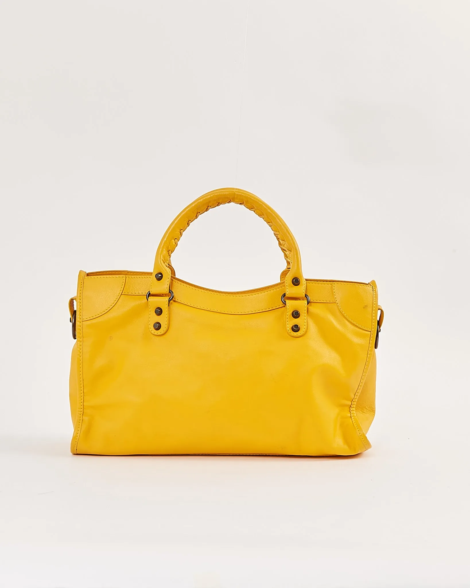 Balenciaga Mustard Yellow Leather Motocross Classic City Bag