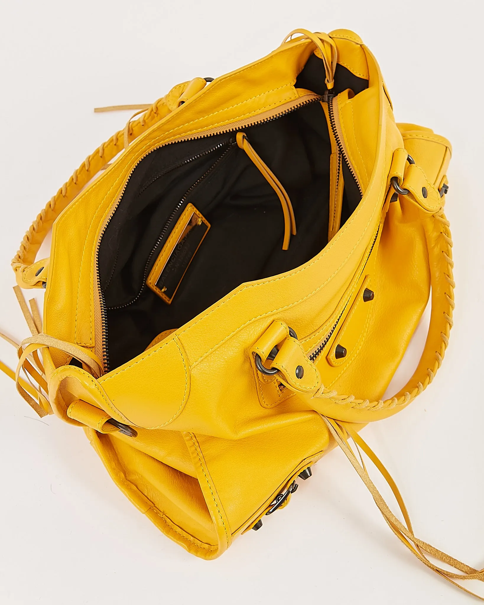 Balenciaga Mustard Yellow Leather Motocross Classic City Bag