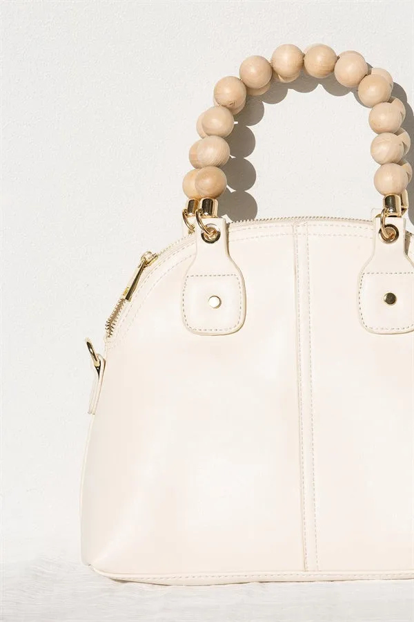 Bead Handle Tote - Cream