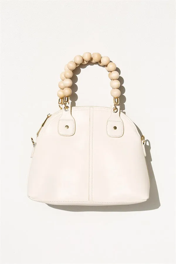 Bead Handle Tote - Cream