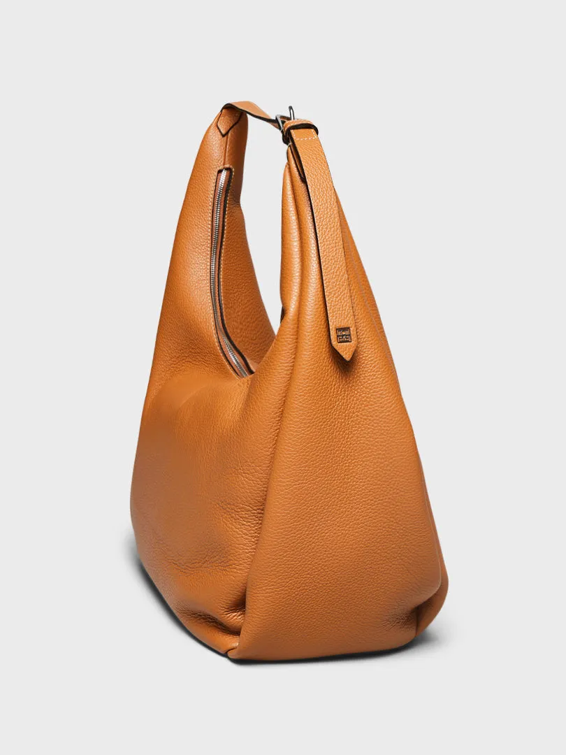 Belt Hobo Bag in Tan Grain