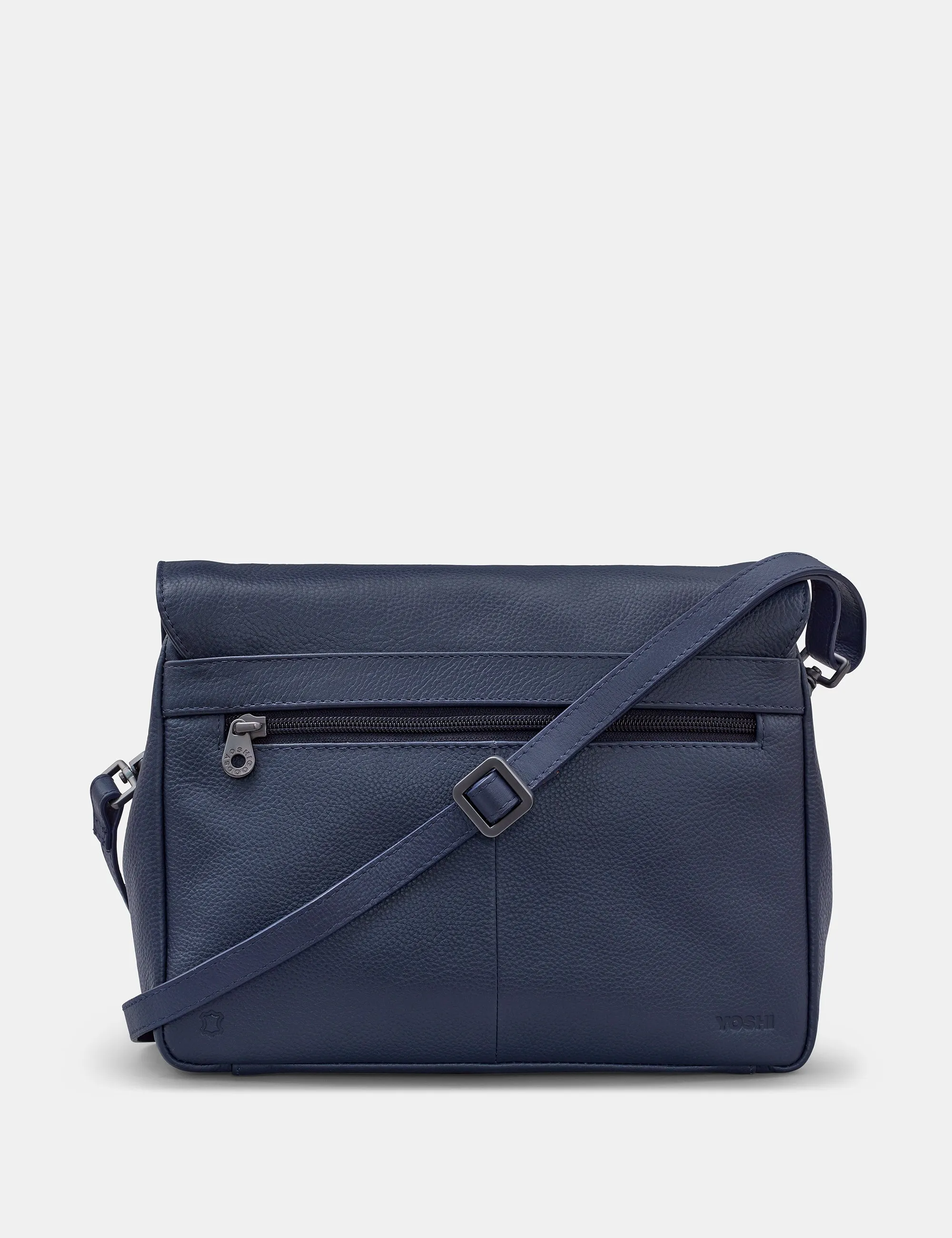 Bexley Navy Leather Flap Over Bag