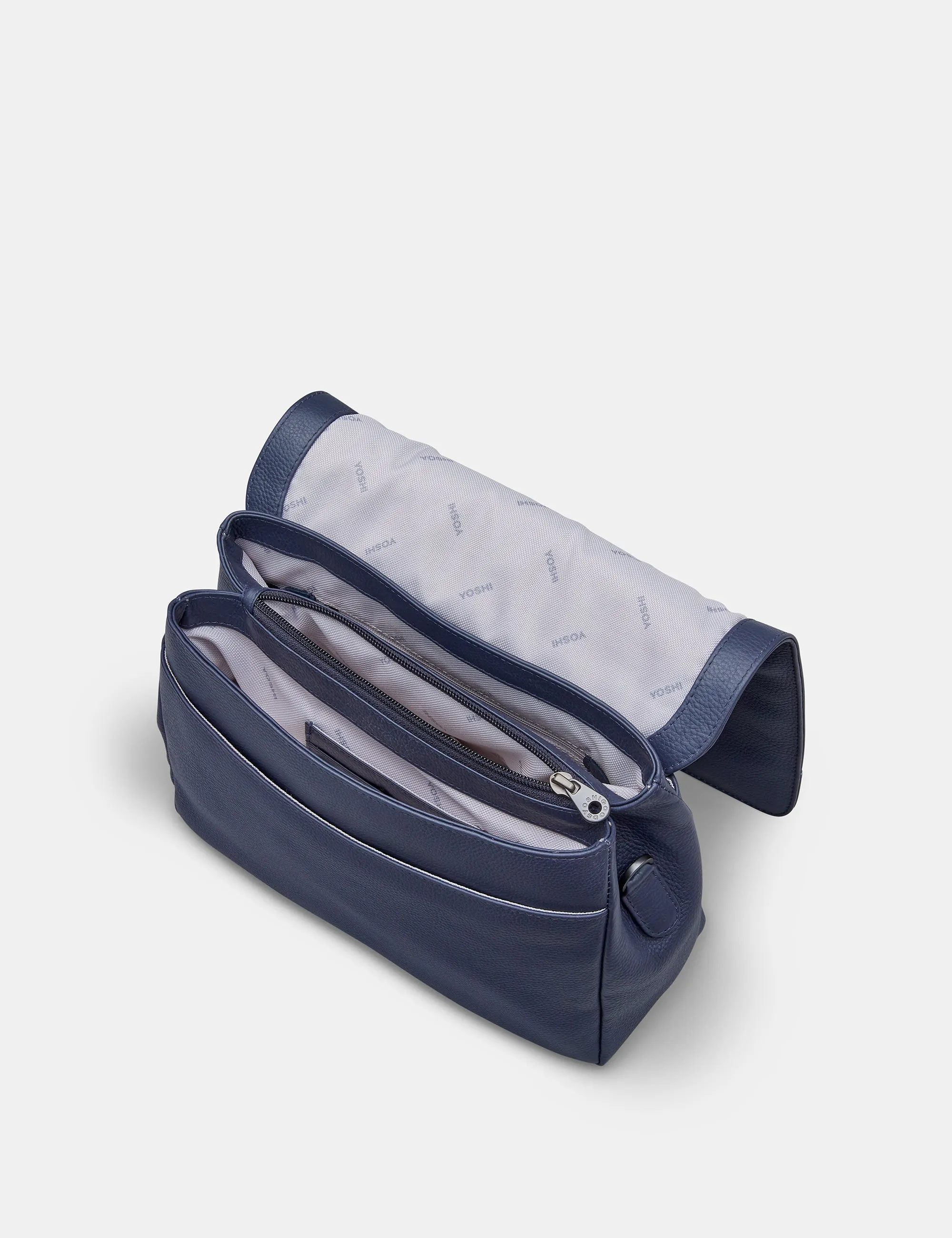 Bexley Navy Leather Flap Over Bag