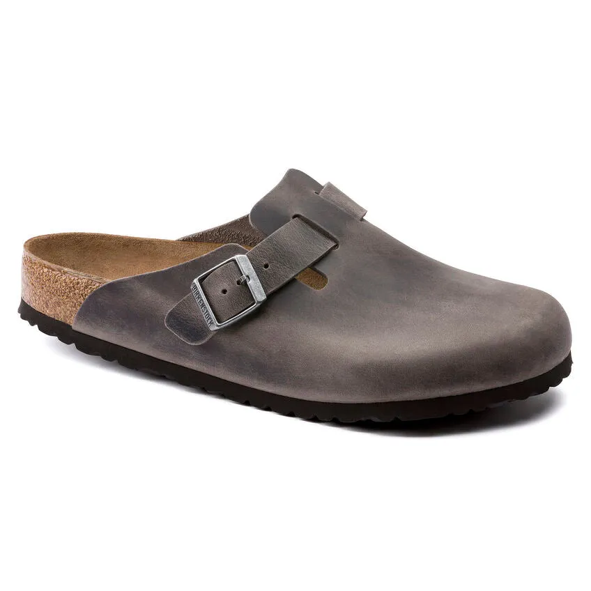 Birkenstock Boston Soft Footbed Iron Oiled Leather Narrow Women's