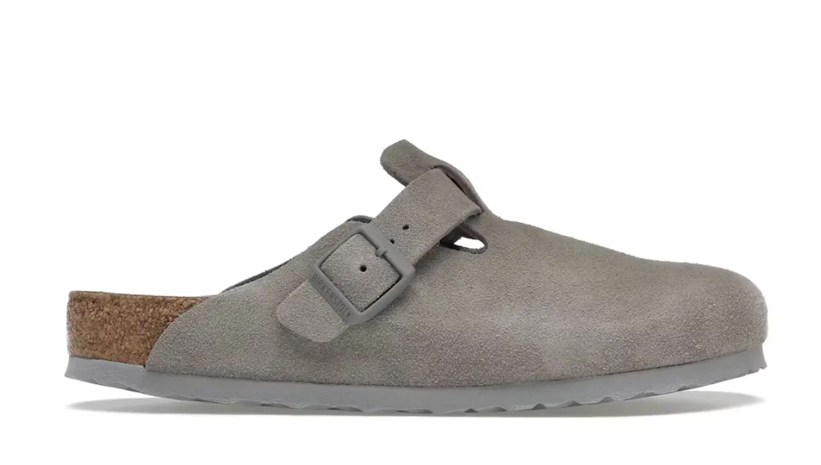 BIRKENSTOCK BOSTON SOFT FOOTBED SUEDE STONE COIN