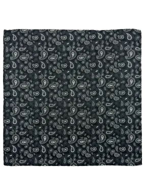 Black Paisley Print Silk Pocket Square