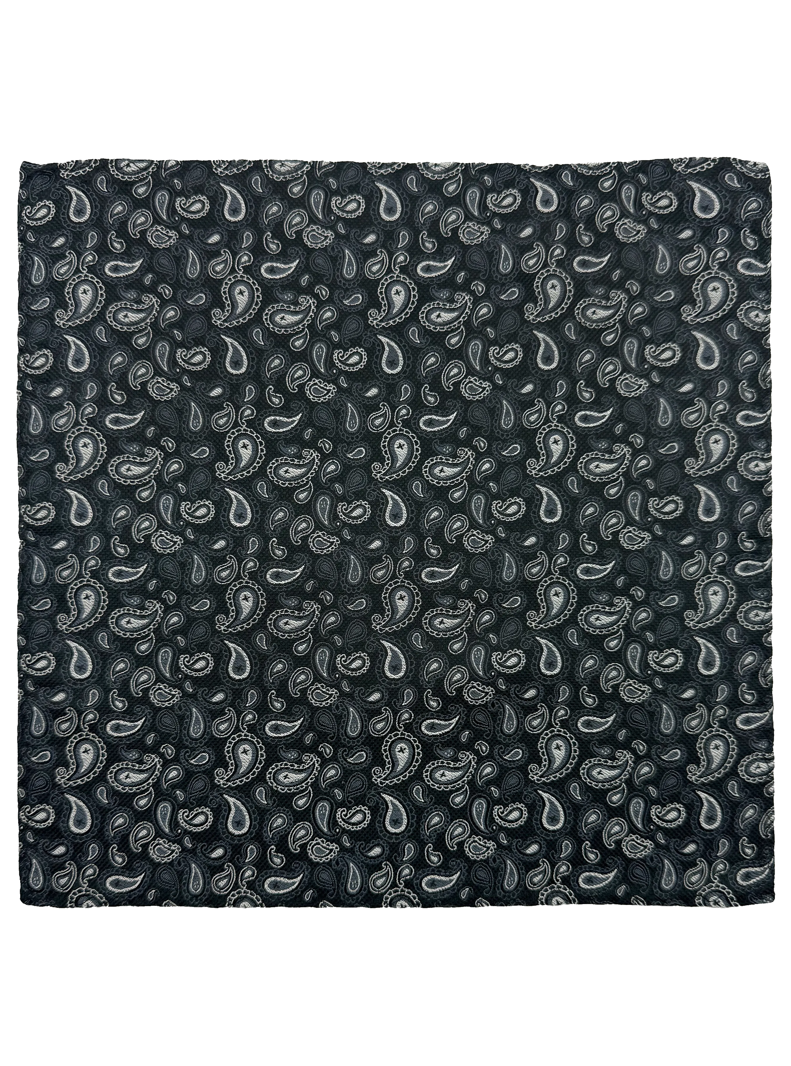 Black Paisley Print Silk Pocket Square