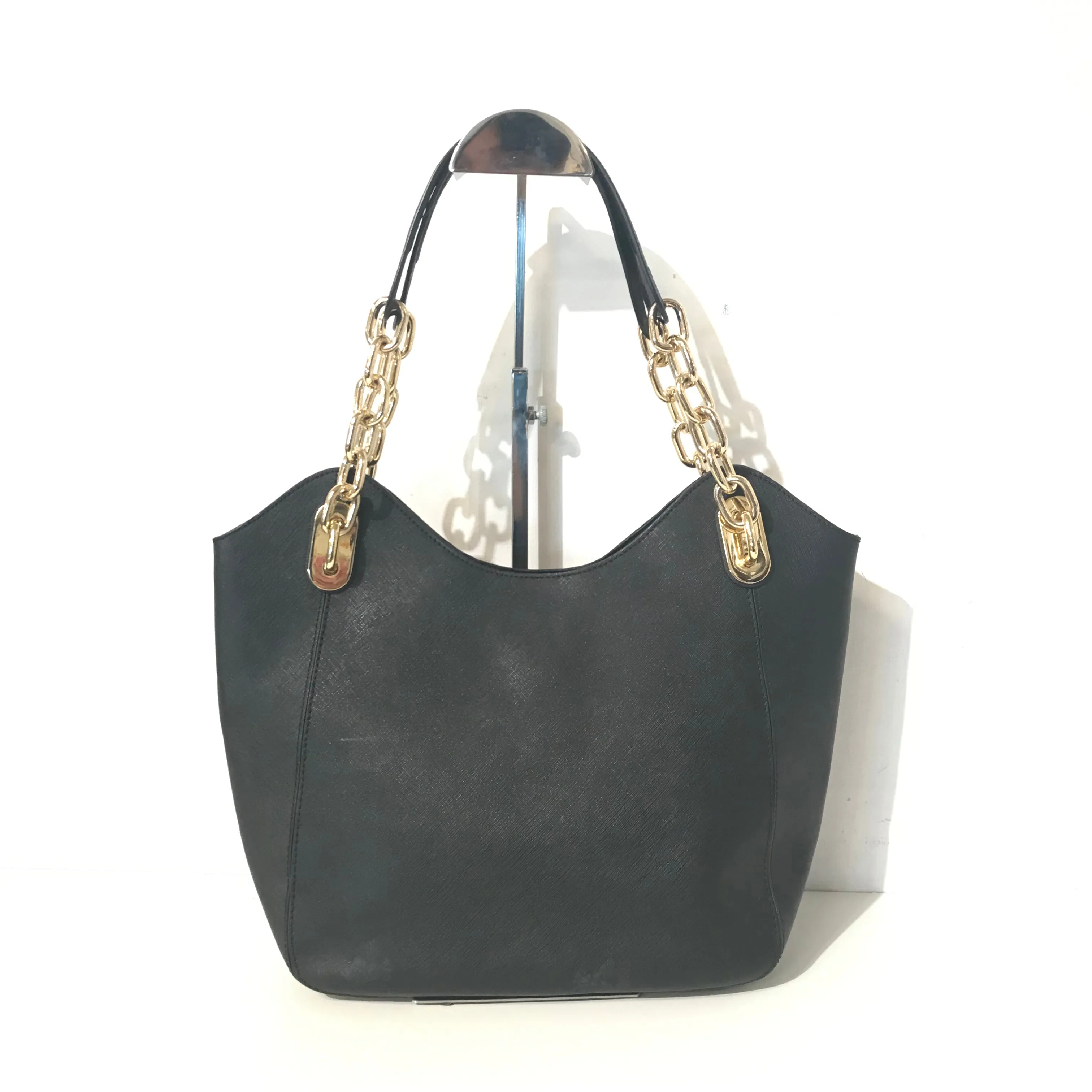 Black Tote with Gold Tone Chain