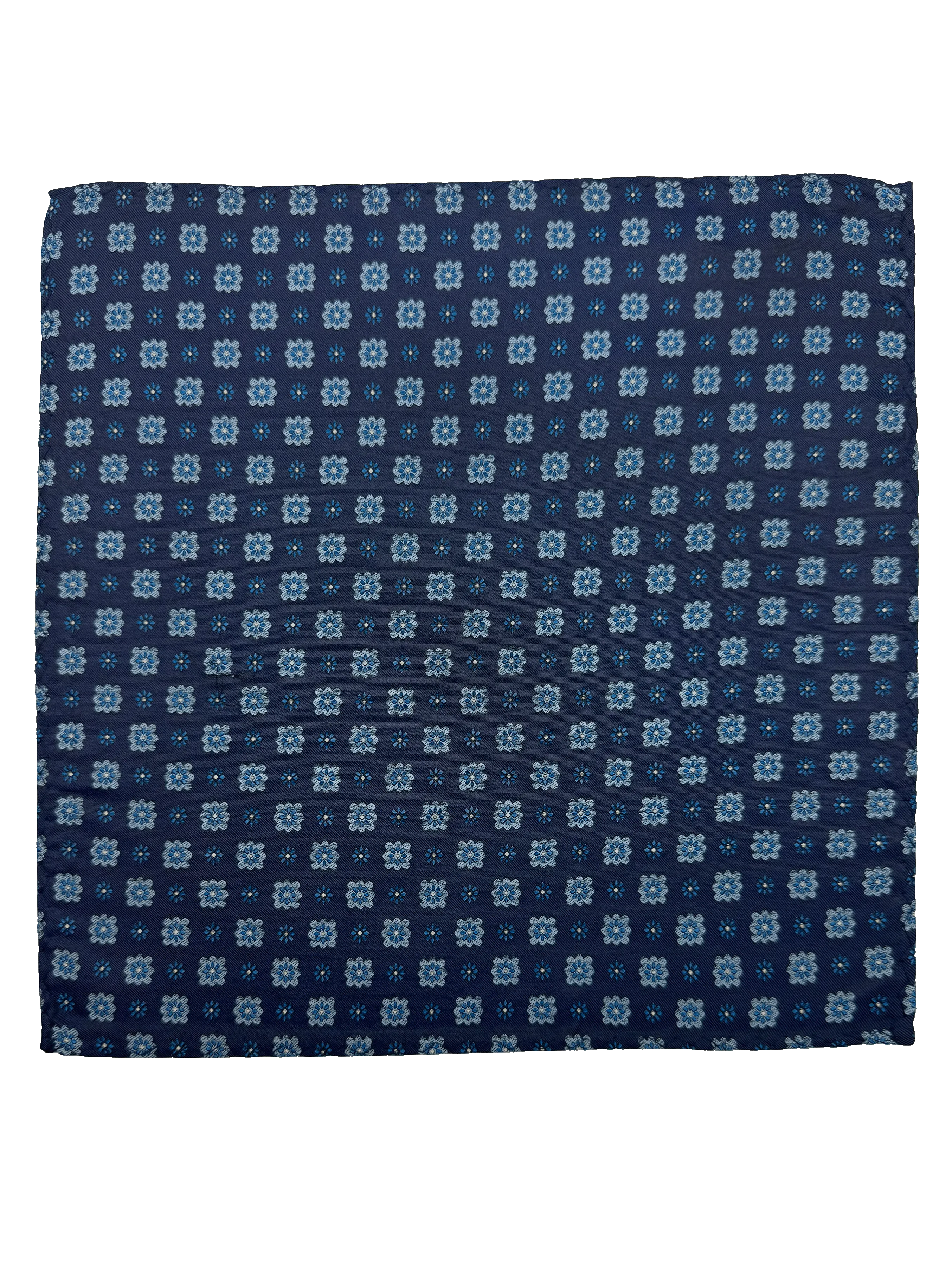 Blue Octagram Floral Print Silk Pocket Square