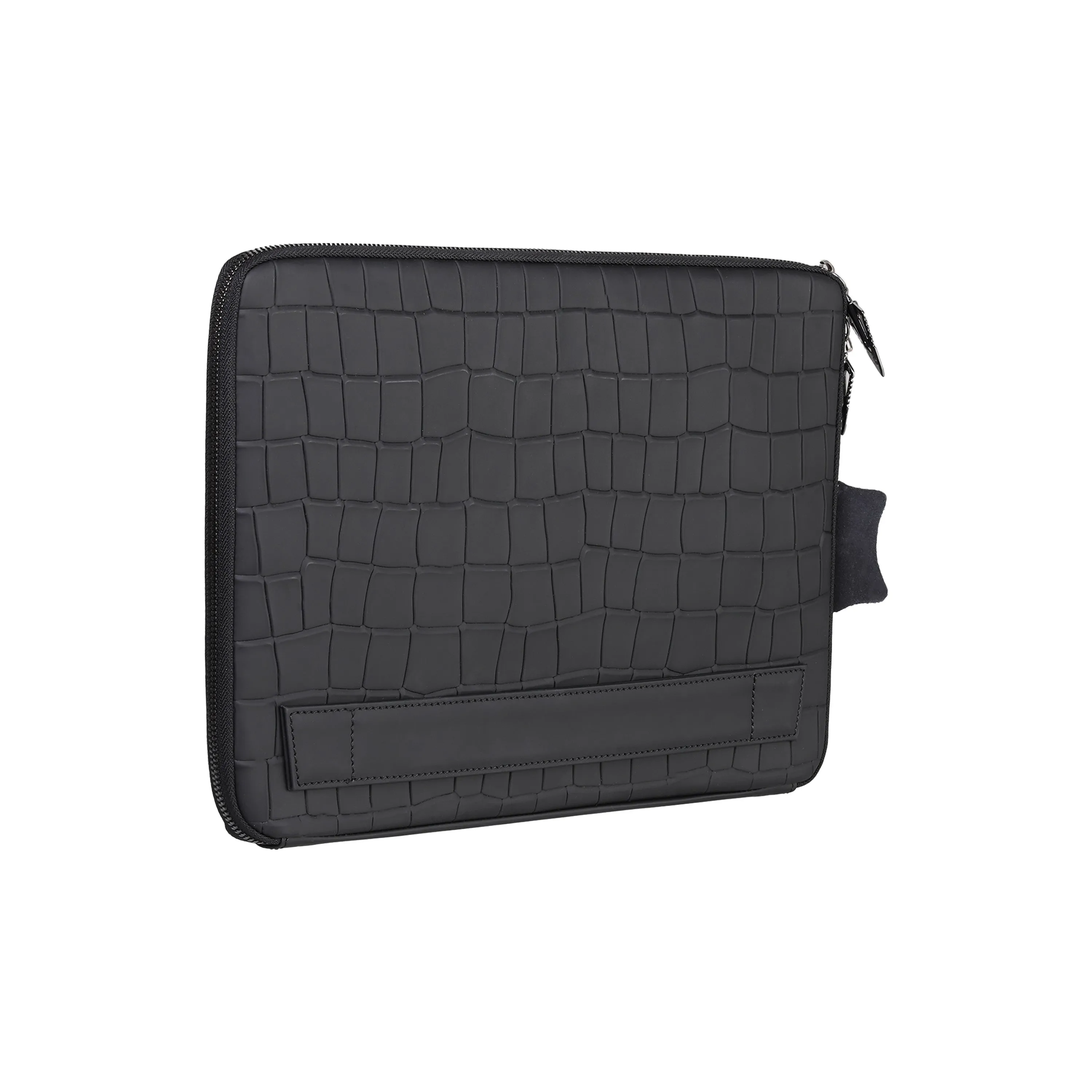 BNJ Black Matte Crocodile Calfskin Laptop Sleeve Bag for Tablets