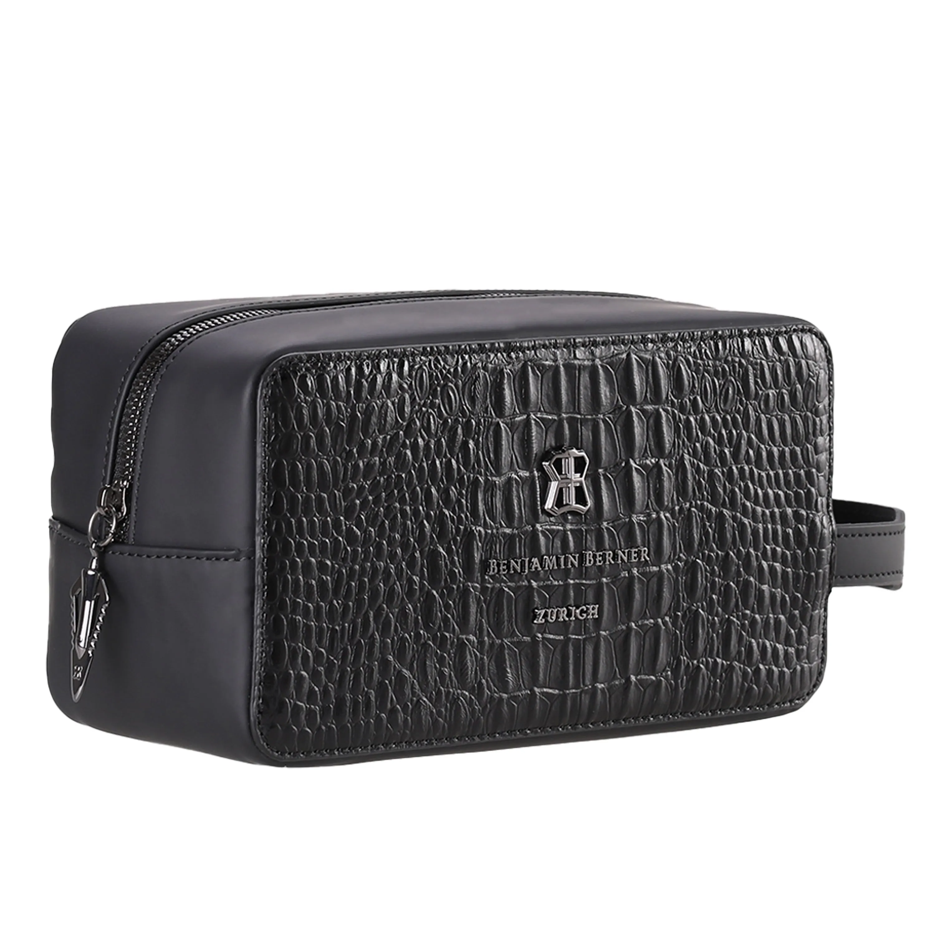 BNJ WASHBAG BLACK ALLIGATOR EFFECT CALFSKIN