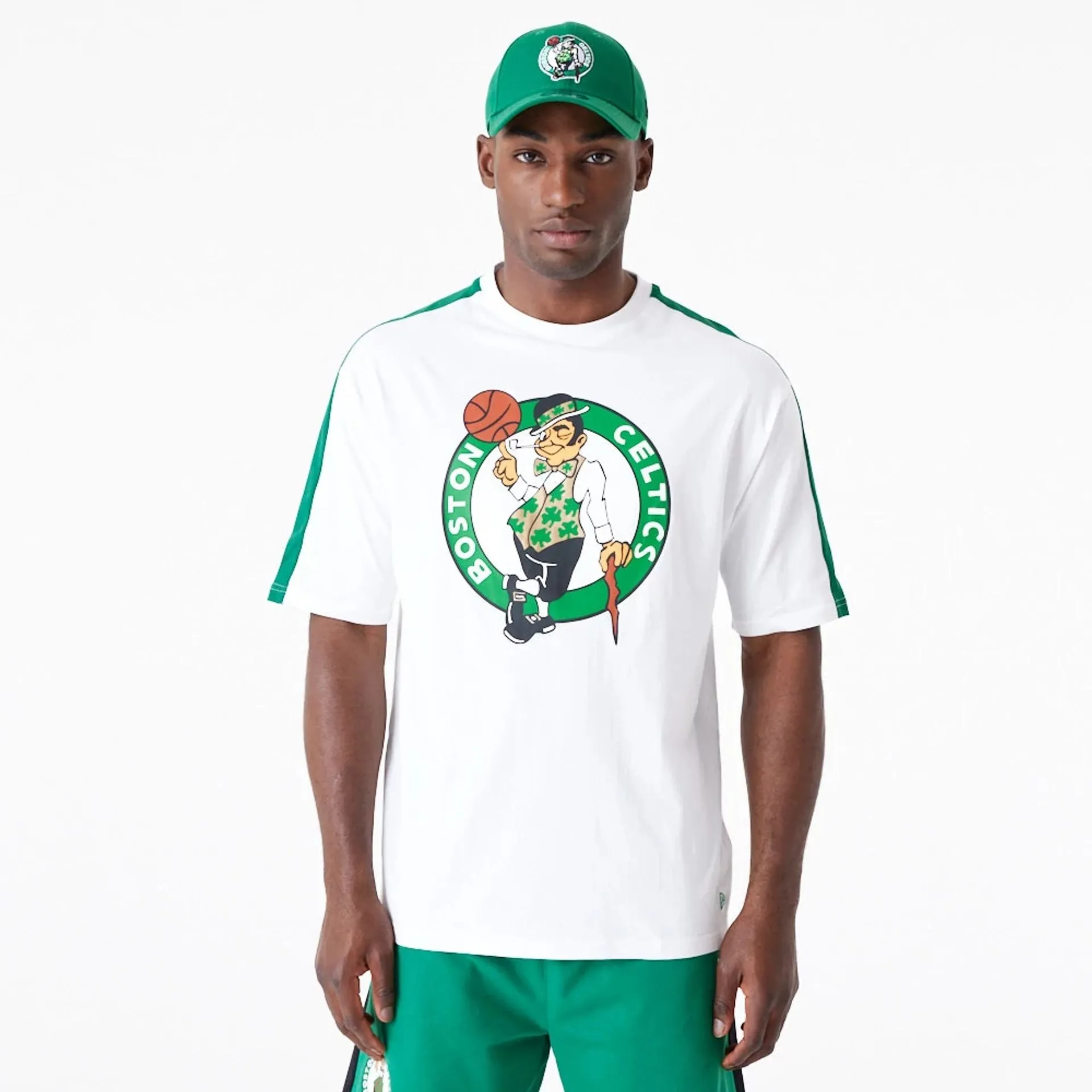 Boston Celtics NBA Colour Block White Oversized T-Shirt