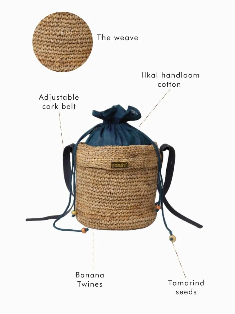 Brunnera Banana Fiber and Cork Bucket Bag