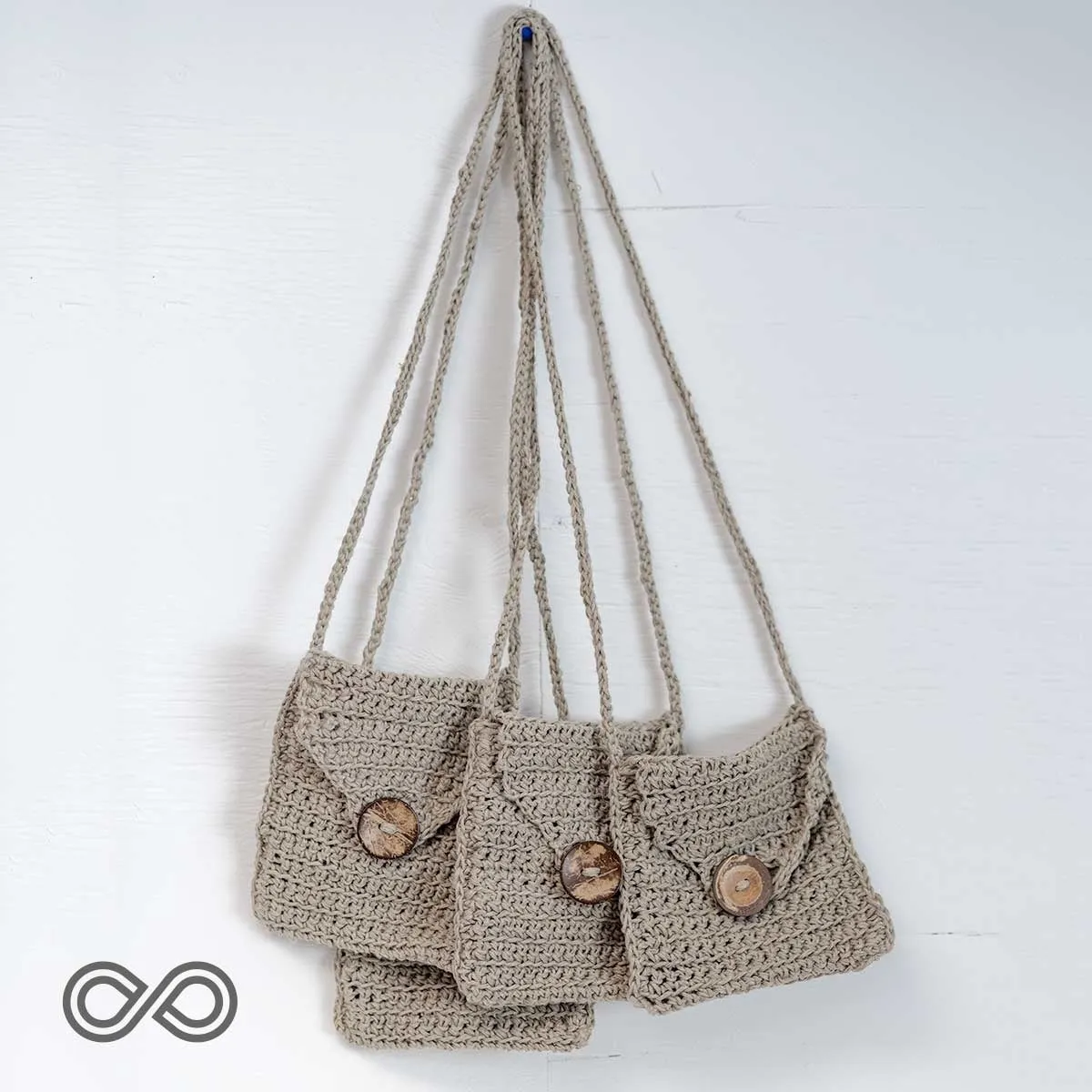 Canberra Hand Crochet Hemp Shoulder Pouch (Plastic-free)