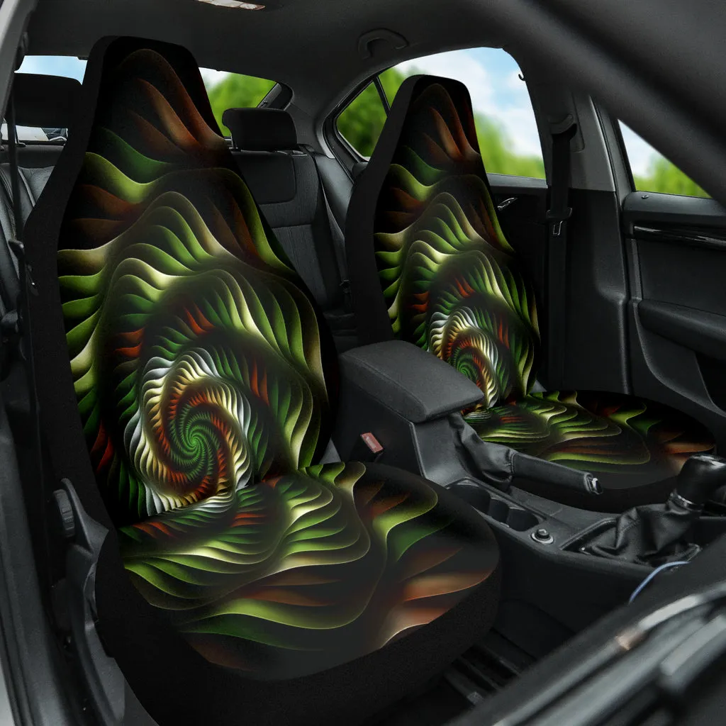 Car Seat Cover Green and Brown Spiral