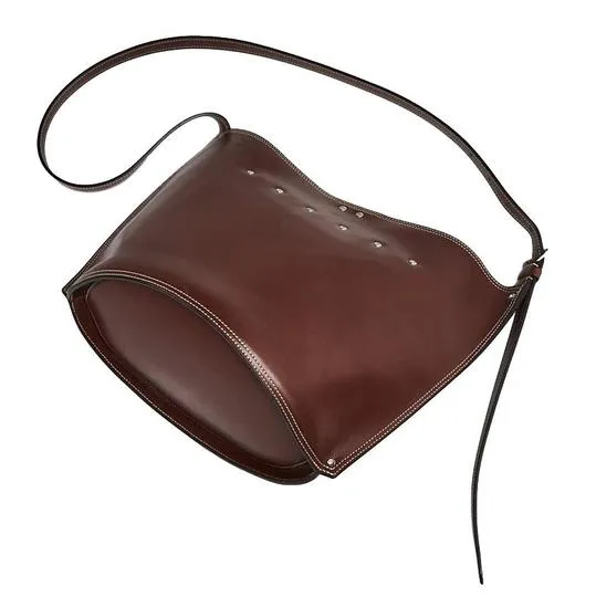 Celine Tote with Drops and Bucket Shiny Studs Small Brown Calfskin Leather Cross Body Bag