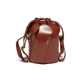 Chloe Bucket Tulip Small Sepia Brown Leather Cross Body Bag