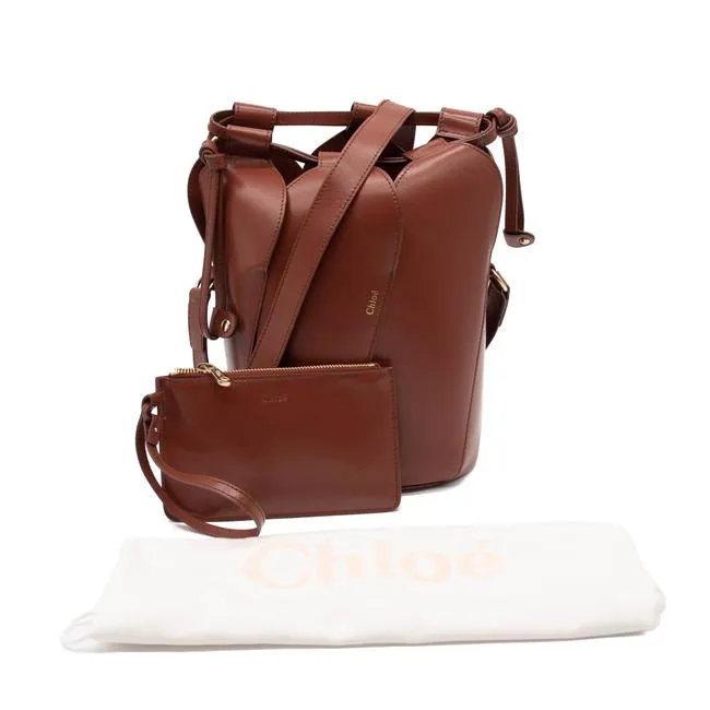 Chloe Bucket Tulip Small Sepia Brown Leather Cross Body Bag