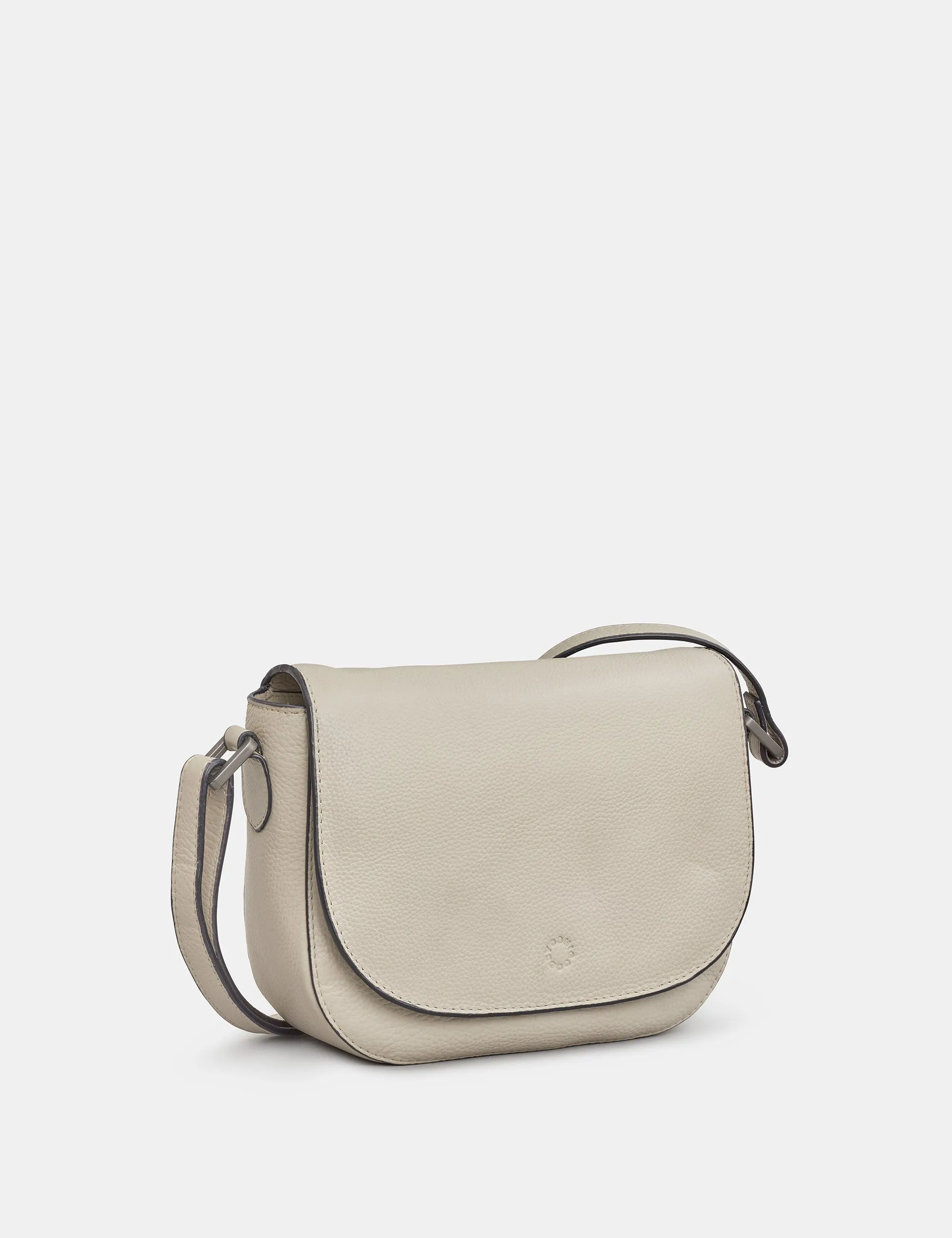 Clarendon Warm Grey Leather Flap Over Cross Body Bag