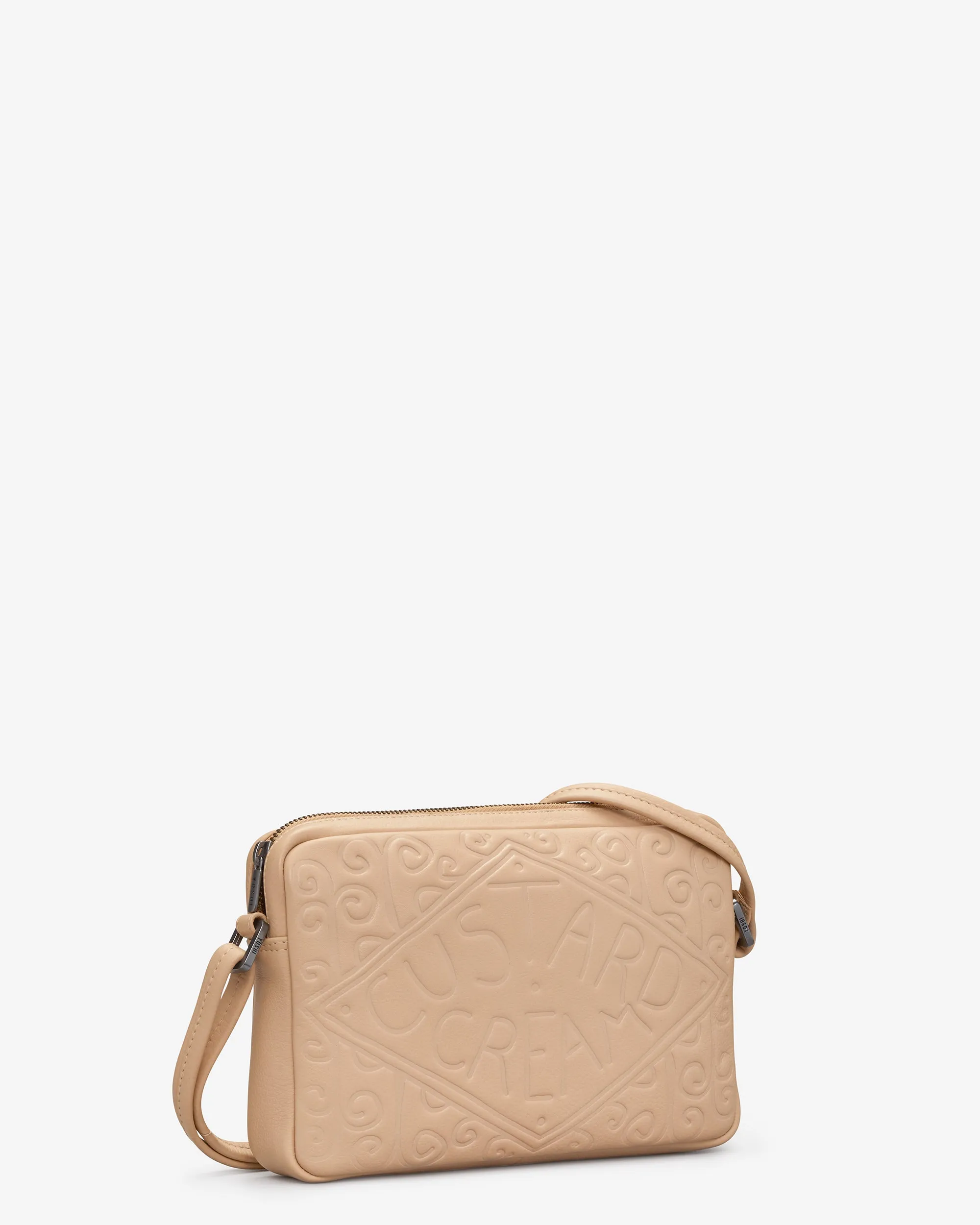 Custard Cream Leather Cross Body Bag