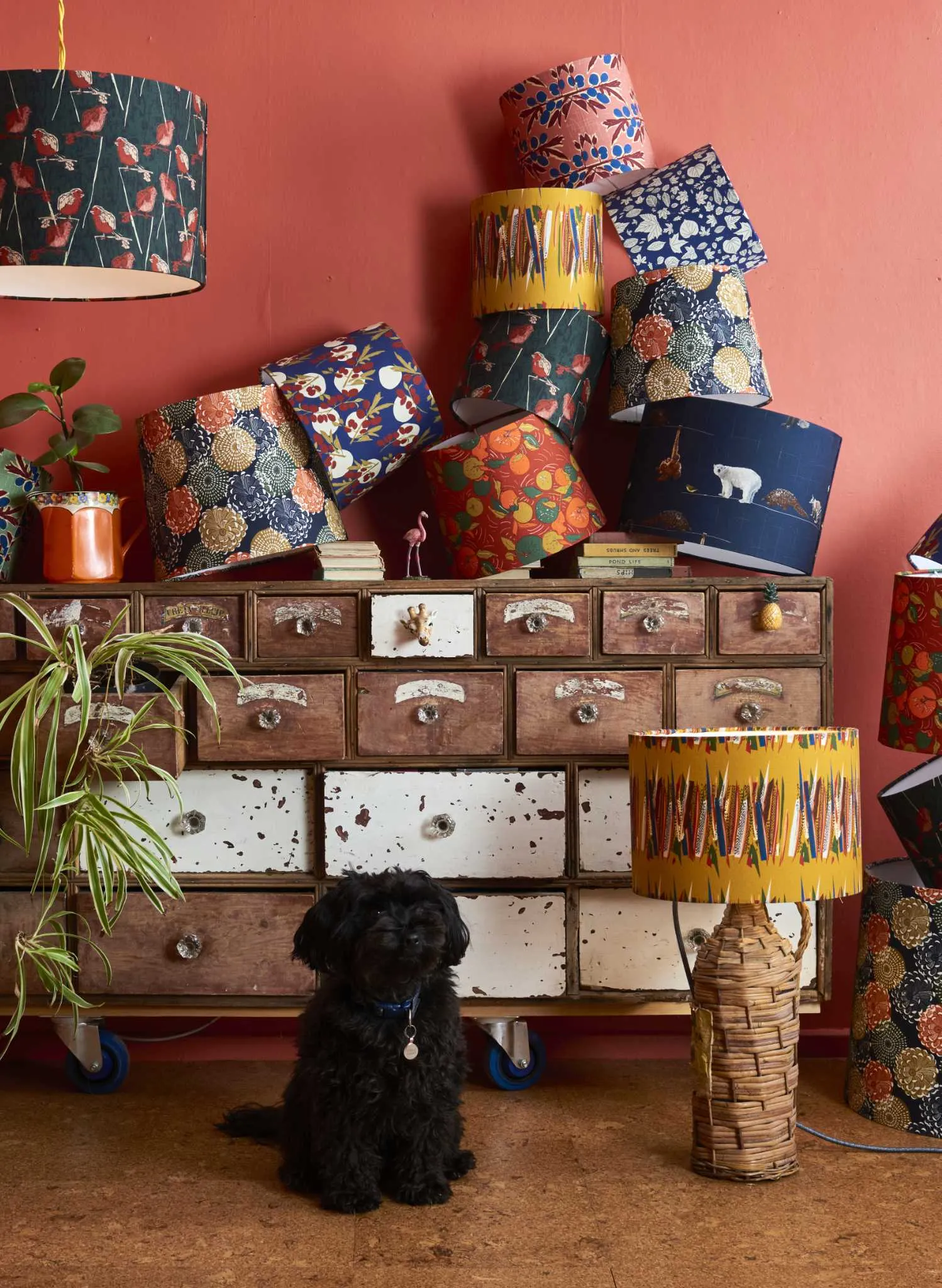 Drum Lampshade - Navy Endangered Animals