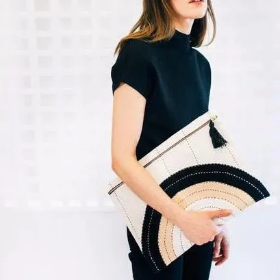 Eclipse Oversize Pouch Clutch in Neutrals