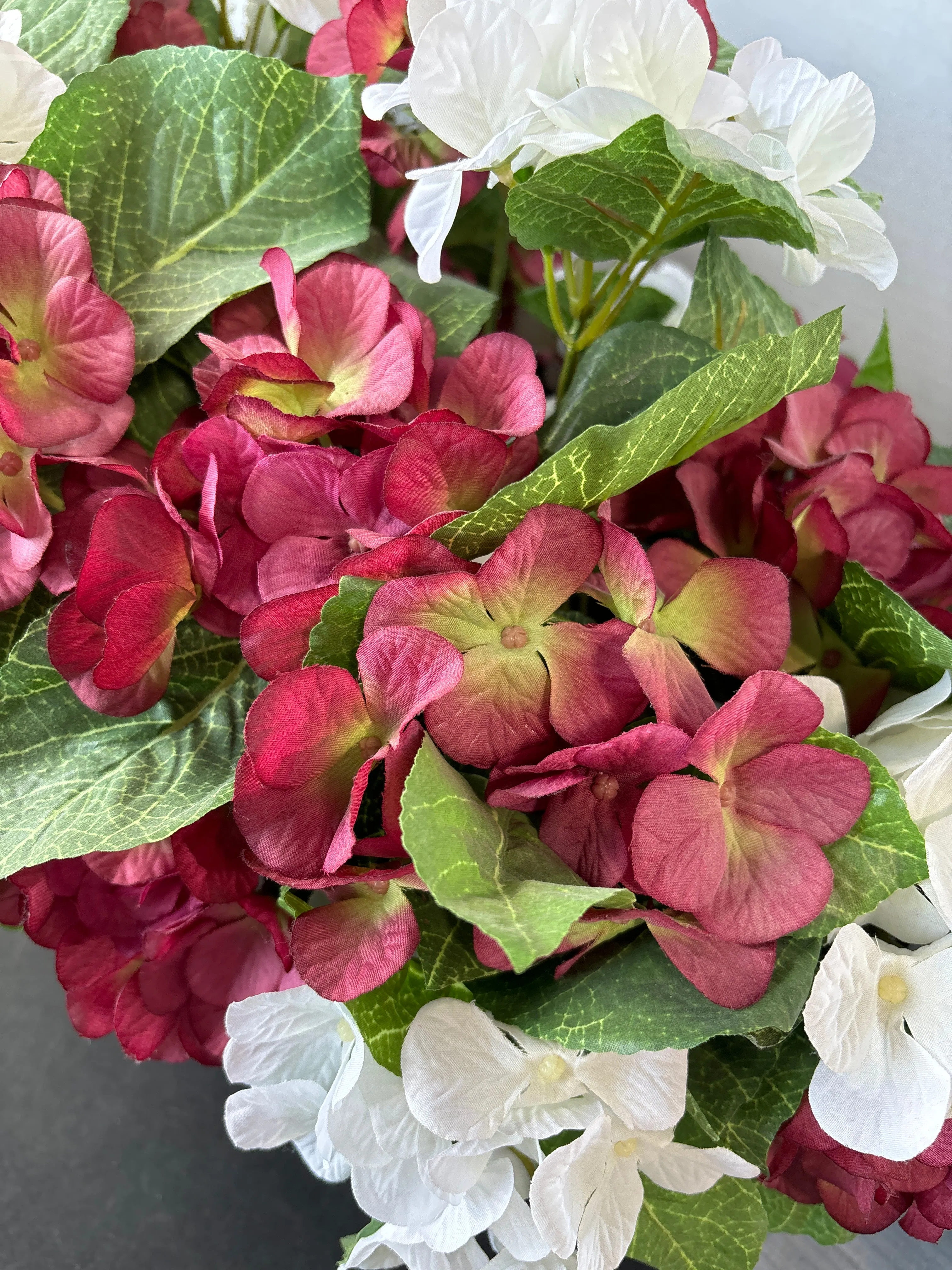 Faux Hydrangea in Tin Bucket