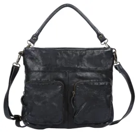 GABEE WASHED LEATHER MORLEY HOBO CROSSBODY BAG BLACK