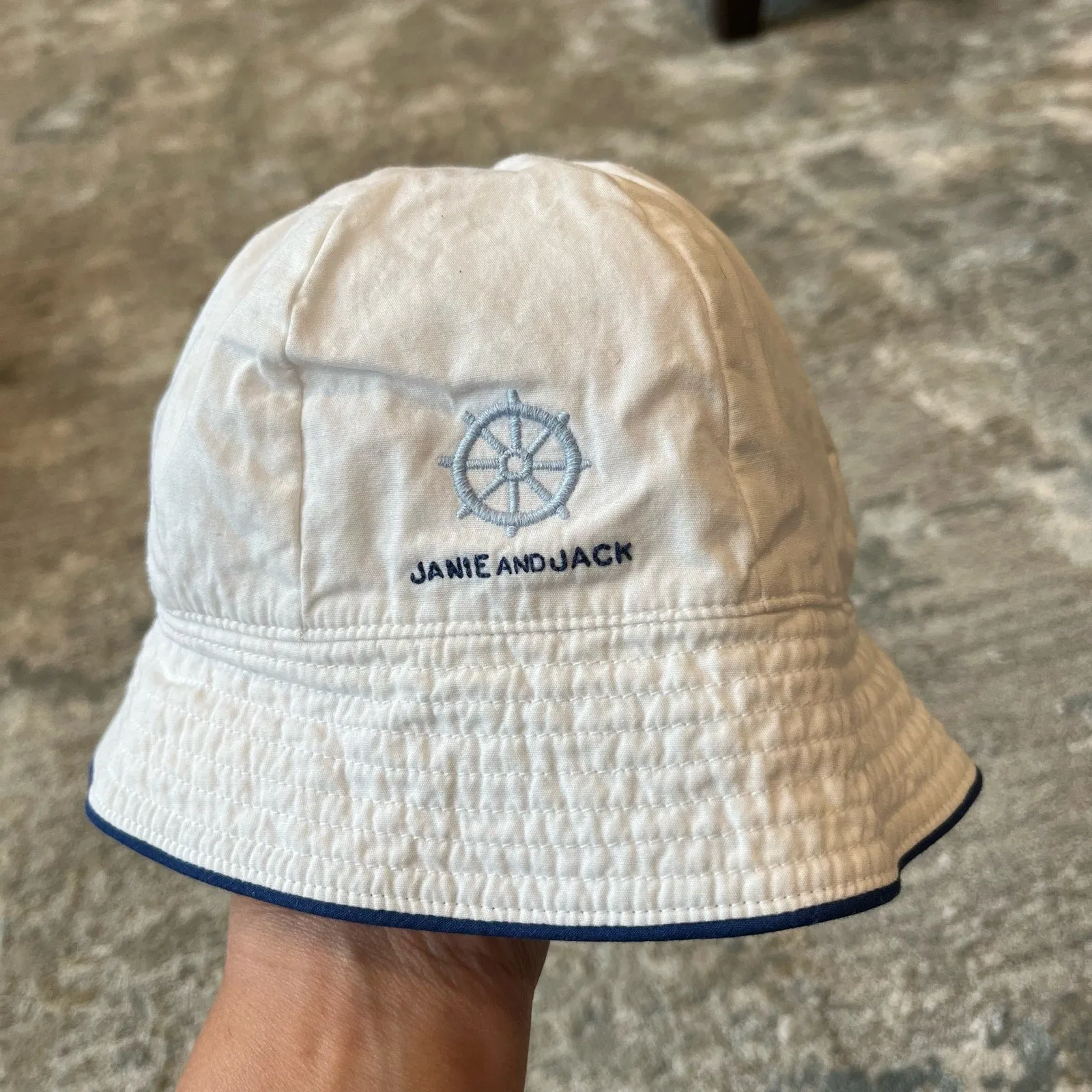 Janie and Jack White Nautical White Bucket Hat 18-24 Months