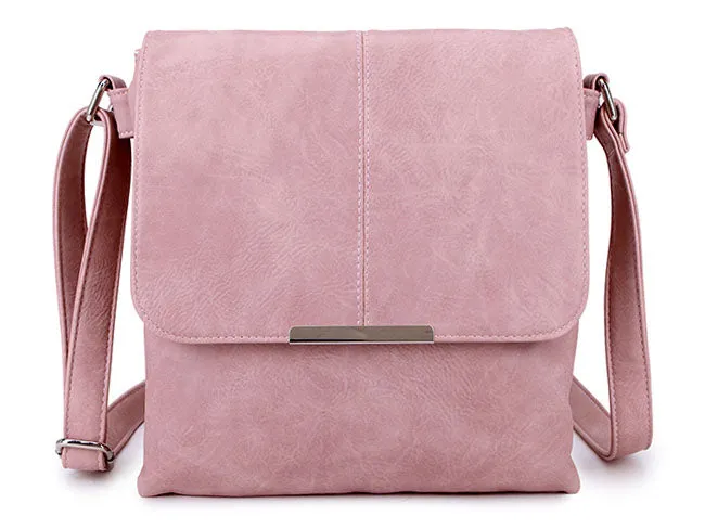 LARGE MULTI POCKET CROSS BODY MESSENGER BAG - PINK