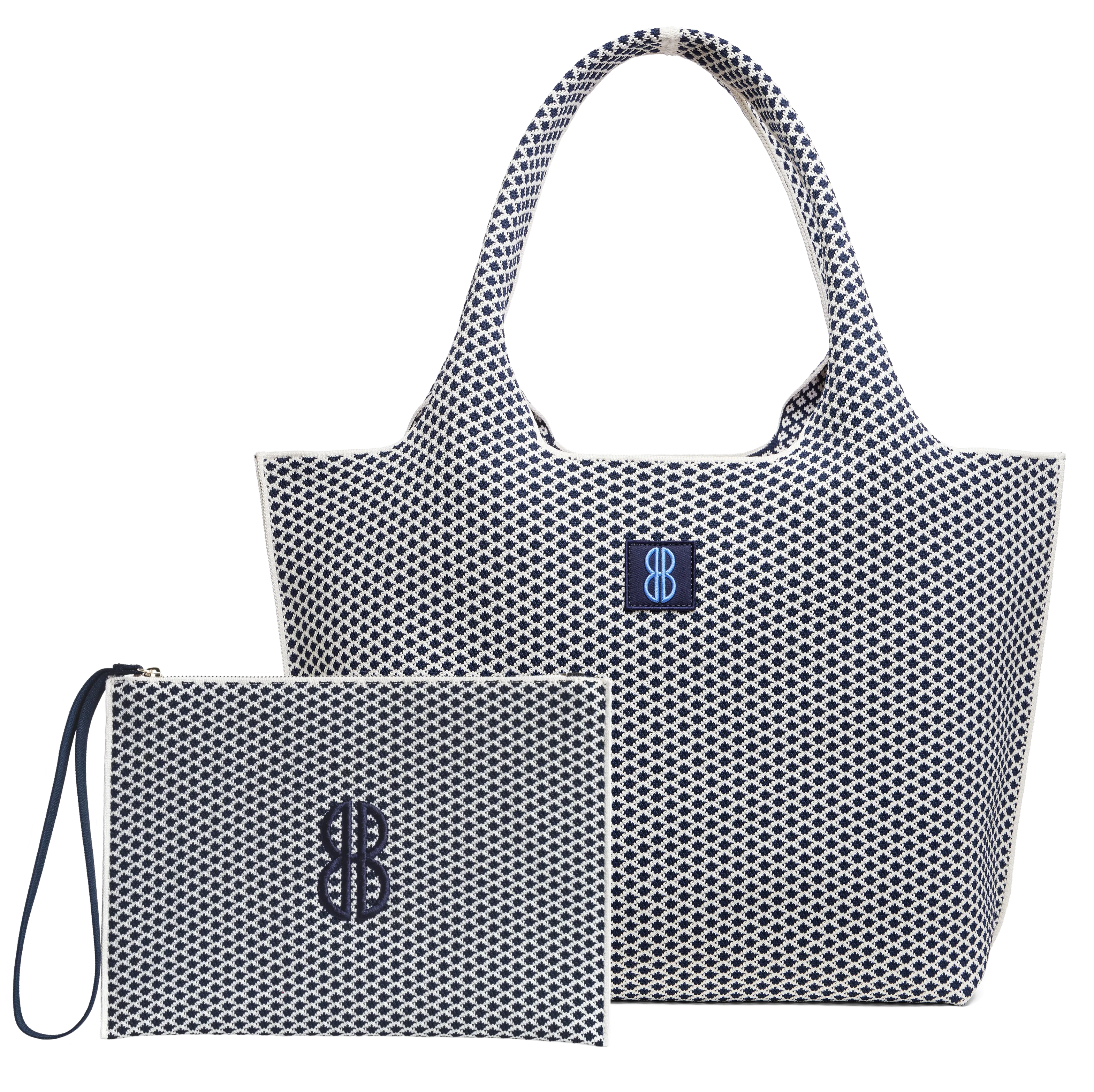 Large - Navy Diamond tote with pouch