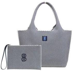 Large - Navy Diamond tote with pouch