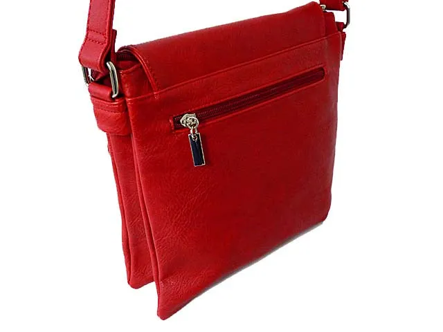 LARGE RED MULTI POCKET CROSS BODY MESSENGER BAG